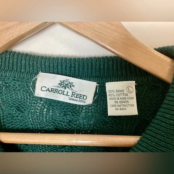 Carroll Reed Vtg Cable Knit Embroidered Cardigan L Floral Chunky Granny Cottage - Picture 12 of 13